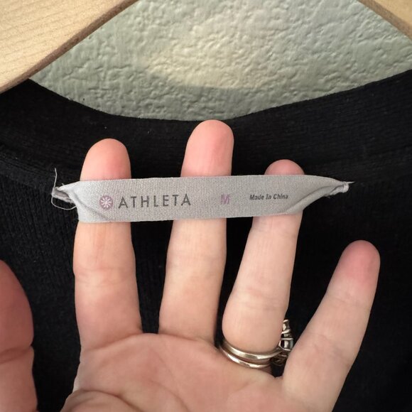 Athleta Black Split Hem Longline Black Cardigan Size Medium - Picture 9 of 11